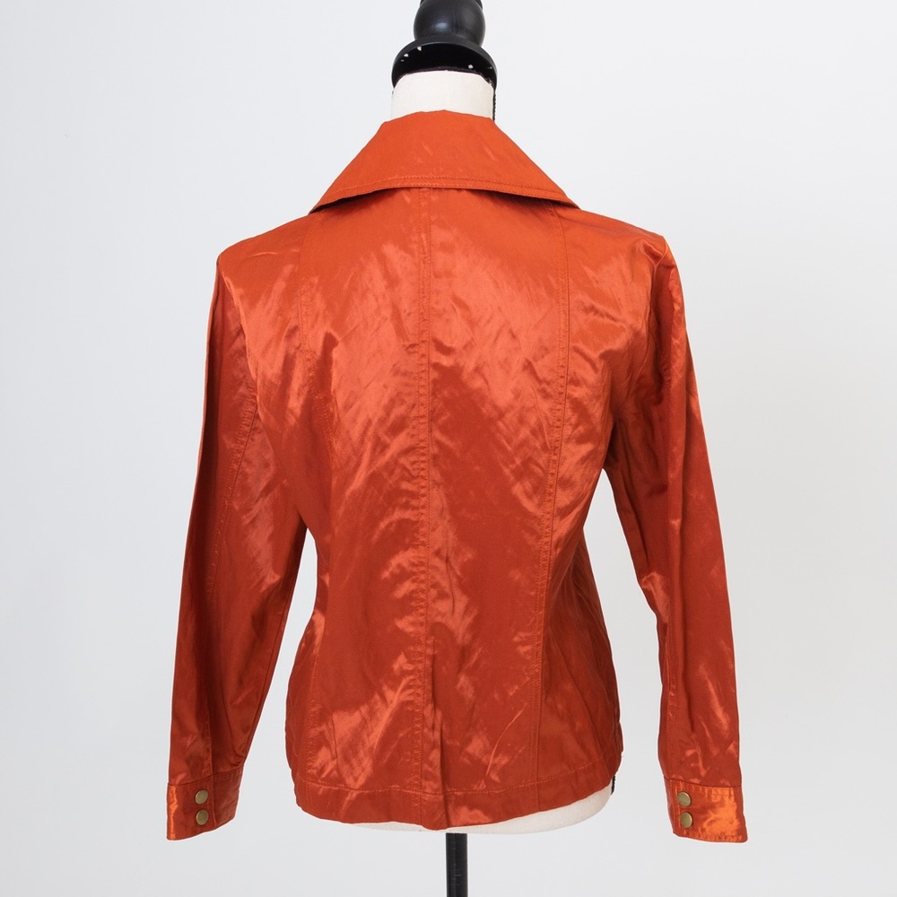 Metallic rust orange jacket wide collar light sheen statement jacket 8 Ruby Rd - Picture 3 of 13
